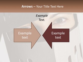 A Woman Peeking Out Of A Box With Her Eyes Wide Open PowerPoint Template