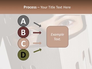 A Woman Peeking Out Of A Box With Her Eyes Wide Open PowerPoint Template