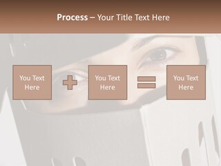 A Woman Peeking Out Of A Box With Her Eyes Wide Open PowerPoint Template