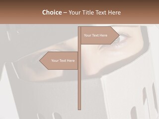 A Woman Peeking Out Of A Box With Her Eyes Wide Open PowerPoint Template