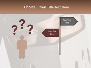 A Woman Peeking Out Of A Box With Her Eyes Wide Open PowerPoint Template