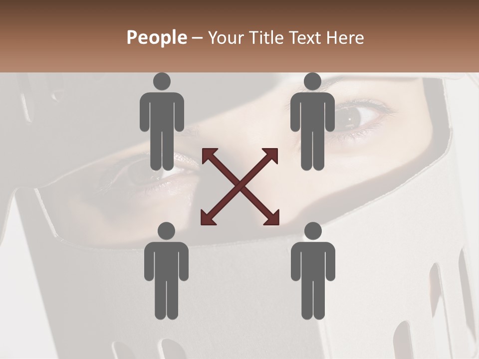 A Woman Peeking Out Of A Box With Her Eyes Wide Open PowerPoint Template