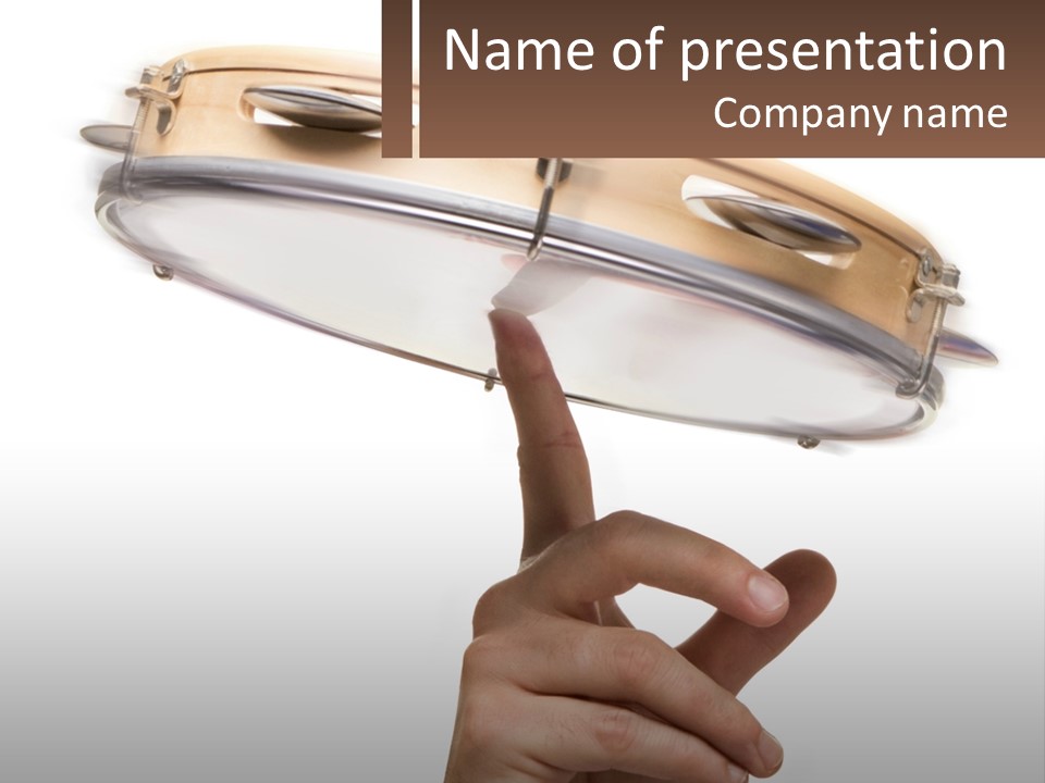 A Person's Hand Is Pointing At A Drum PowerPoint Template