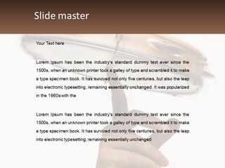 A Person's Hand Is Pointing At A Drum PowerPoint Template