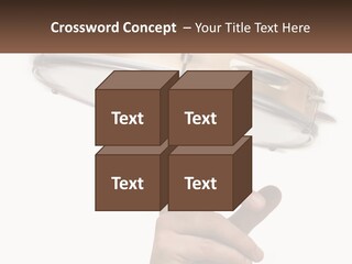 A Person's Hand Is Pointing At A Drum PowerPoint Template