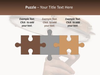 A Person's Hand Is Pointing At A Drum PowerPoint Template