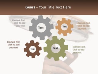 A Person's Hand Is Pointing At A Drum PowerPoint Template
