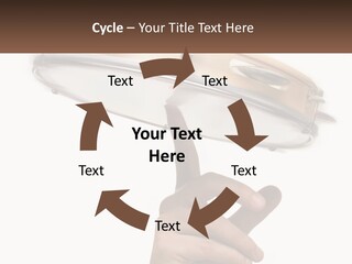 A Person's Hand Is Pointing At A Drum PowerPoint Template