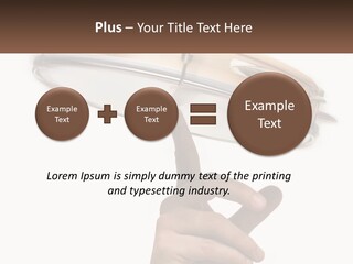 A Person's Hand Is Pointing At A Drum PowerPoint Template