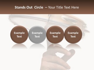 A Person's Hand Is Pointing At A Drum PowerPoint Template