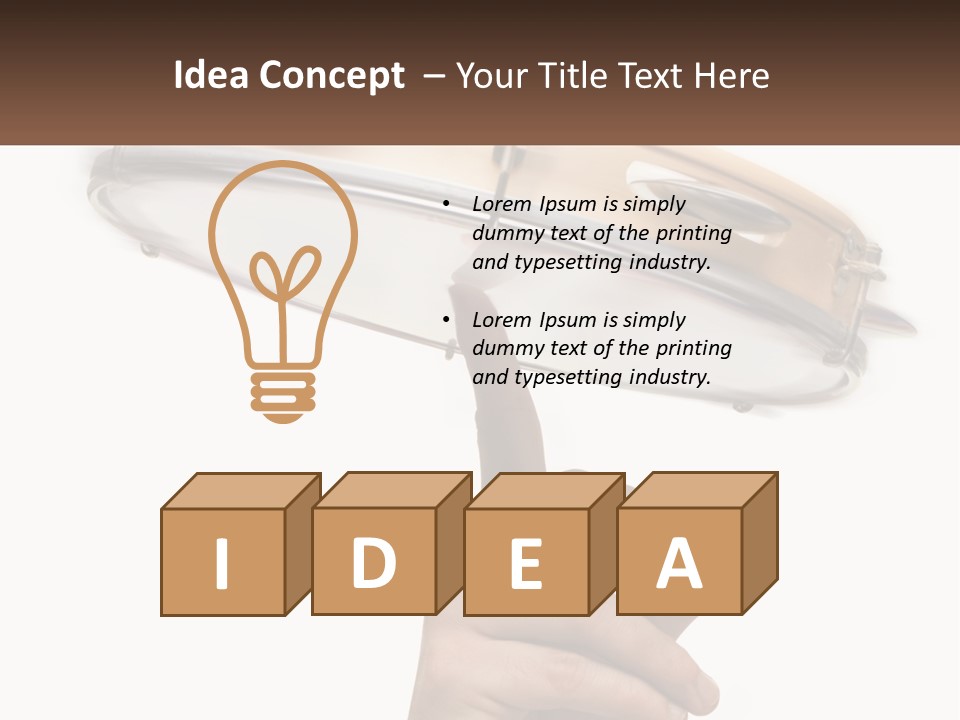 A Person's Hand Is Pointing At A Drum PowerPoint Template