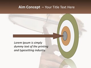 A Person's Hand Is Pointing At A Drum PowerPoint Template