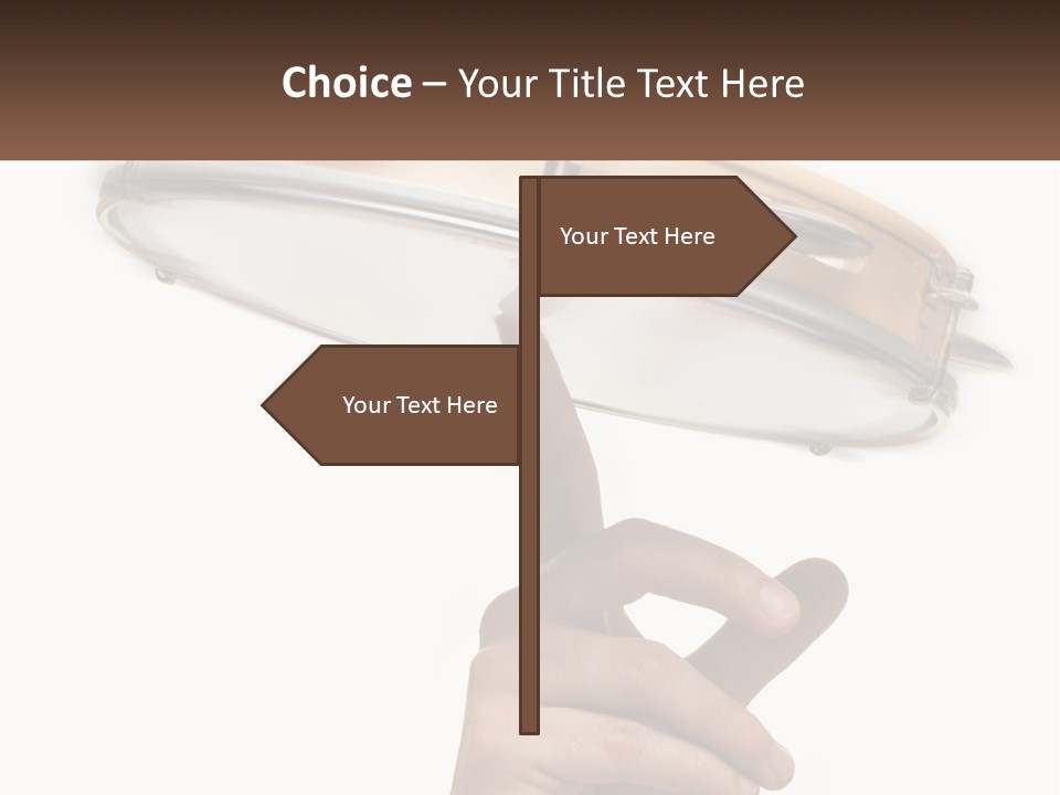A Person's Hand Is Pointing At A Drum PowerPoint Template