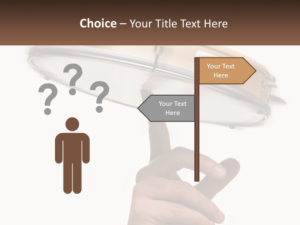 A Person's Hand Is Pointing At A Drum PowerPoint Template