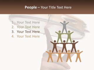A Person's Hand Is Pointing At A Drum PowerPoint Template