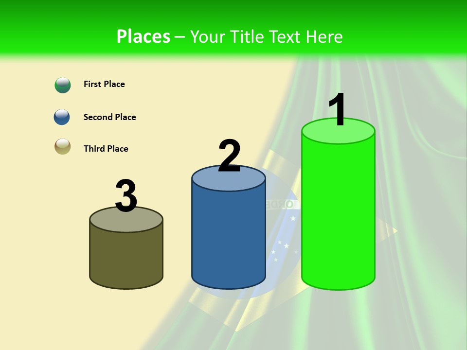 A Green And Yellow Background With The Flag Of Brazil PowerPoint Template