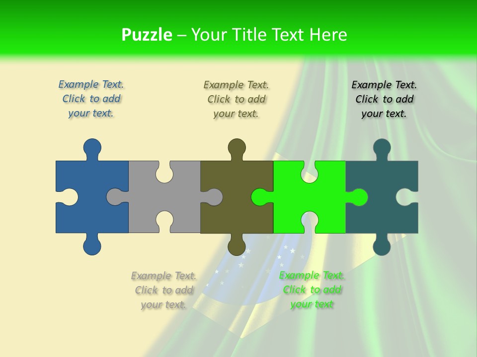 A Green And Yellow Background With The Flag Of Brazil PowerPoint Template