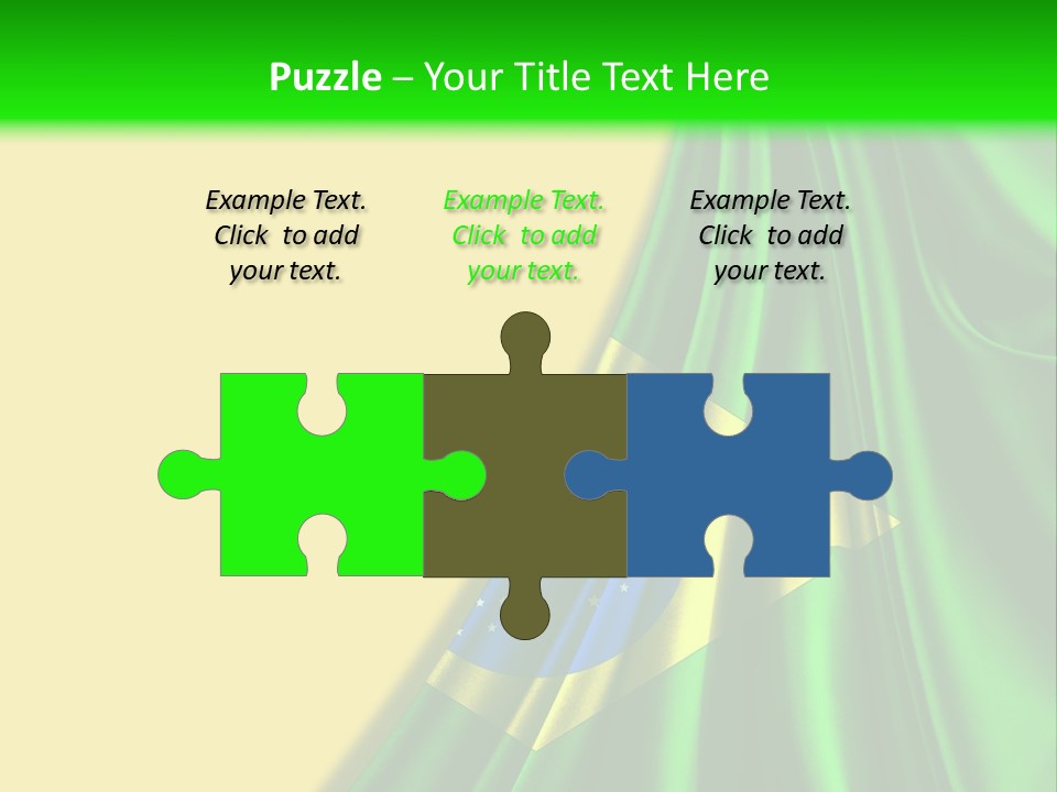 A Green And Yellow Background With The Flag Of Brazil PowerPoint Template