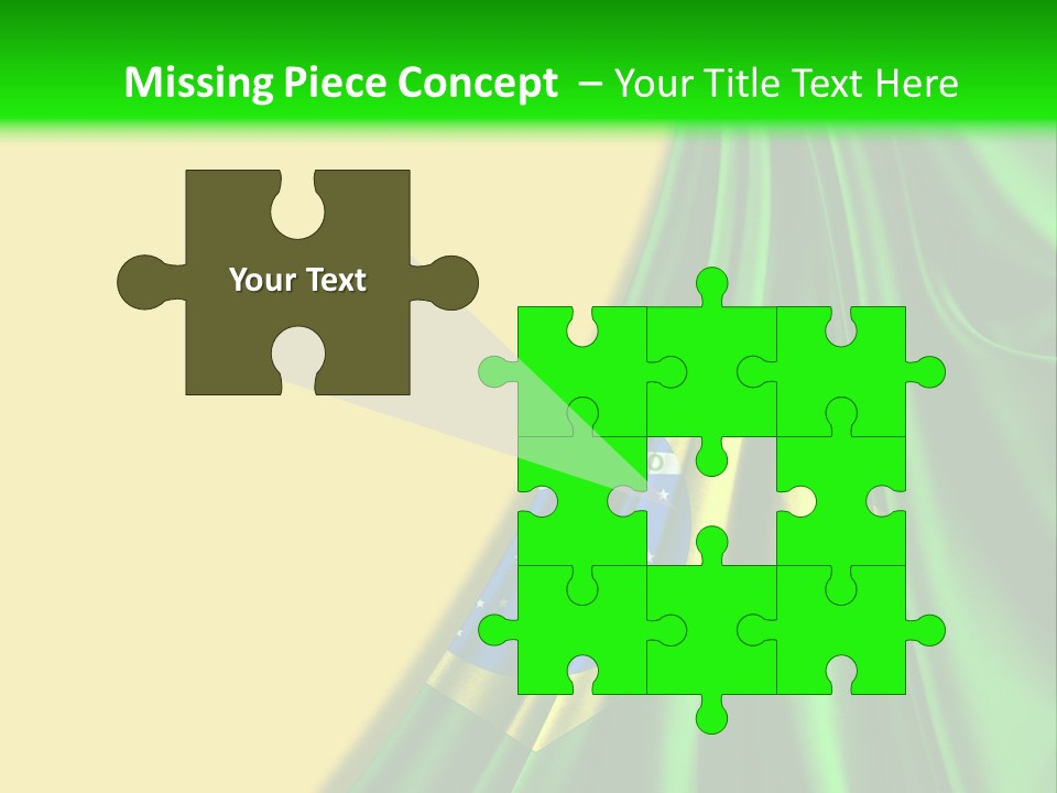 A Green And Yellow Background With The Flag Of Brazil PowerPoint Template