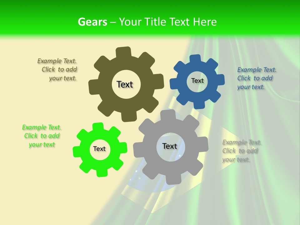 A Green And Yellow Background With The Flag Of Brazil PowerPoint Template