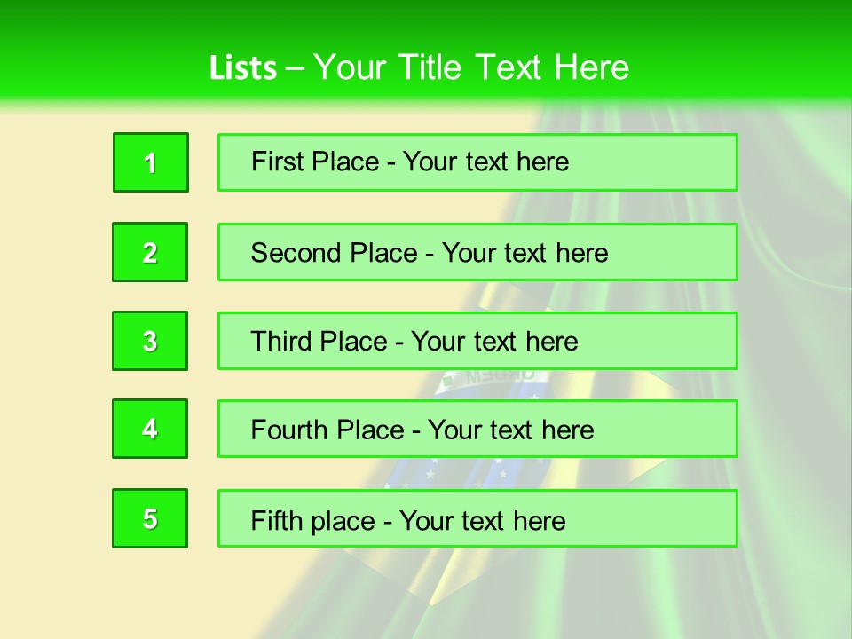 A Green And Yellow Background With The Flag Of Brazil PowerPoint Template