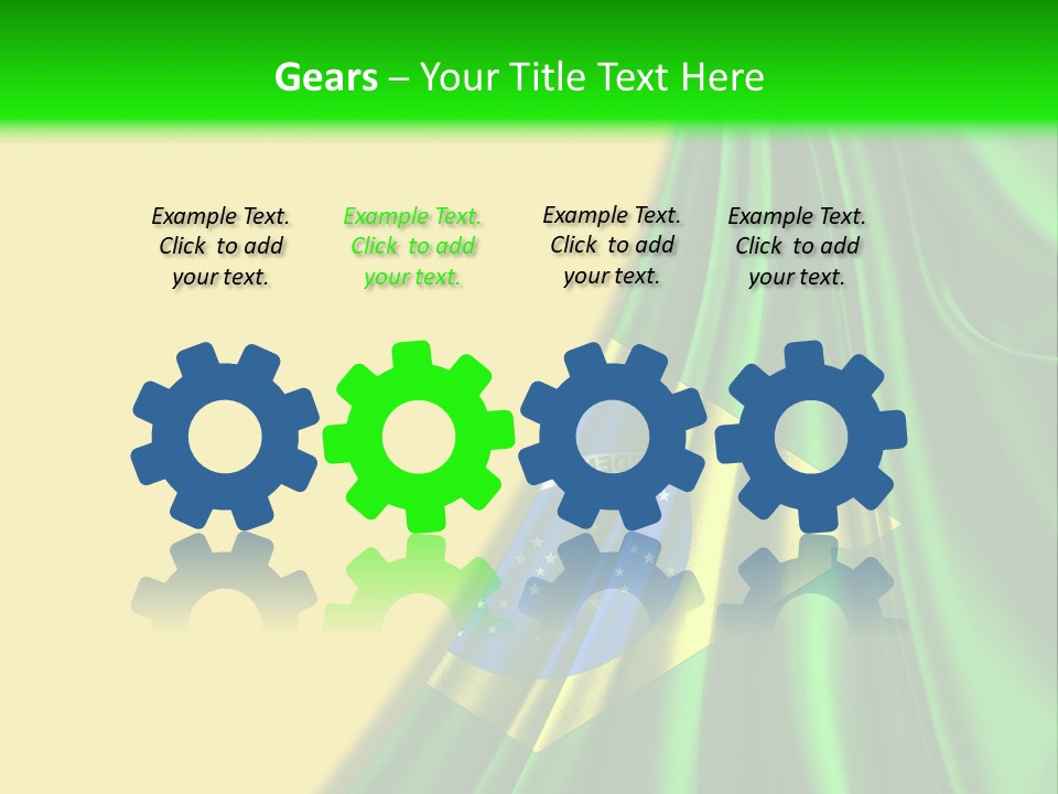 A Green And Yellow Background With The Flag Of Brazil PowerPoint Template