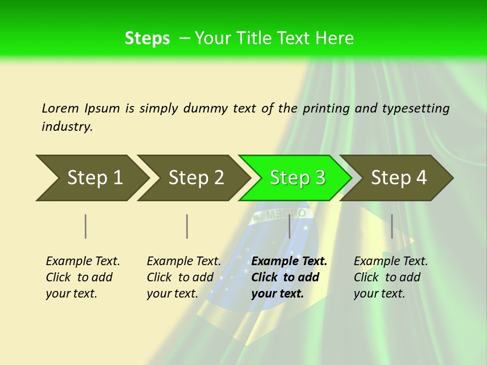 A Green And Yellow Background With The Flag Of Brazil PowerPoint Template