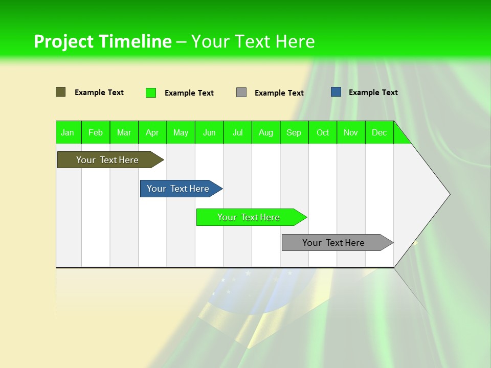 A Green And Yellow Background With The Flag Of Brazil PowerPoint Template