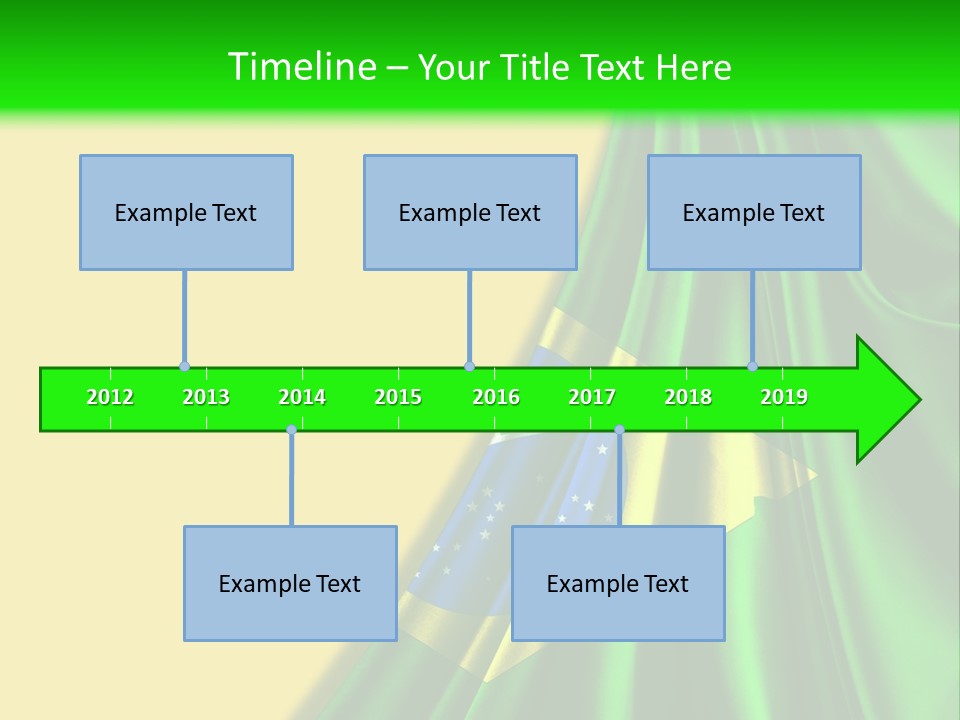 A Green And Yellow Background With The Flag Of Brazil PowerPoint Template