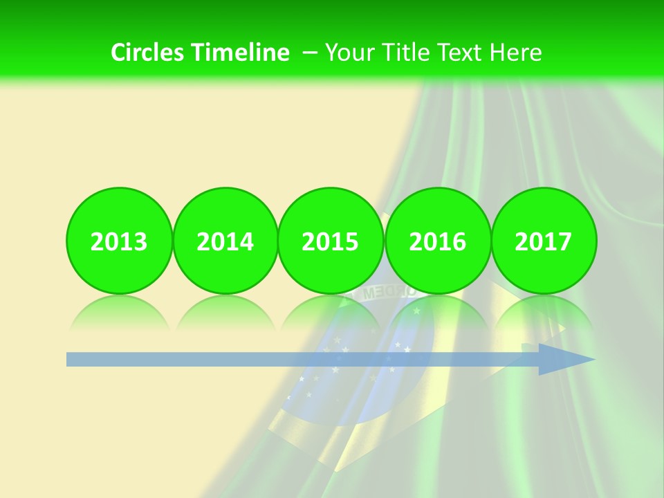 A Green And Yellow Background With The Flag Of Brazil PowerPoint Template