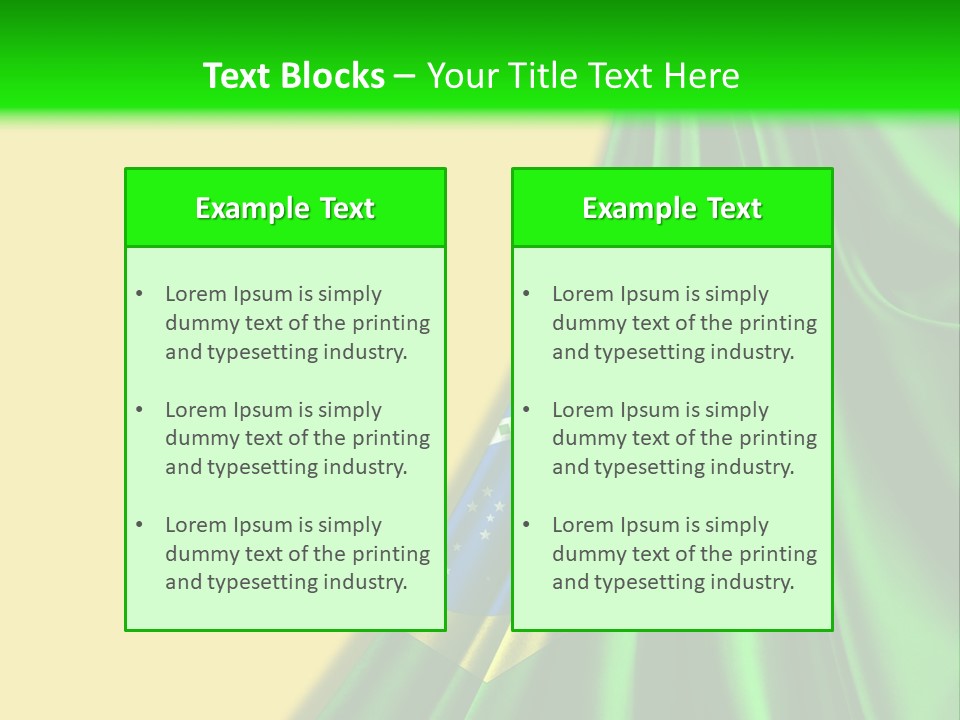 A Green And Yellow Background With The Flag Of Brazil PowerPoint Template