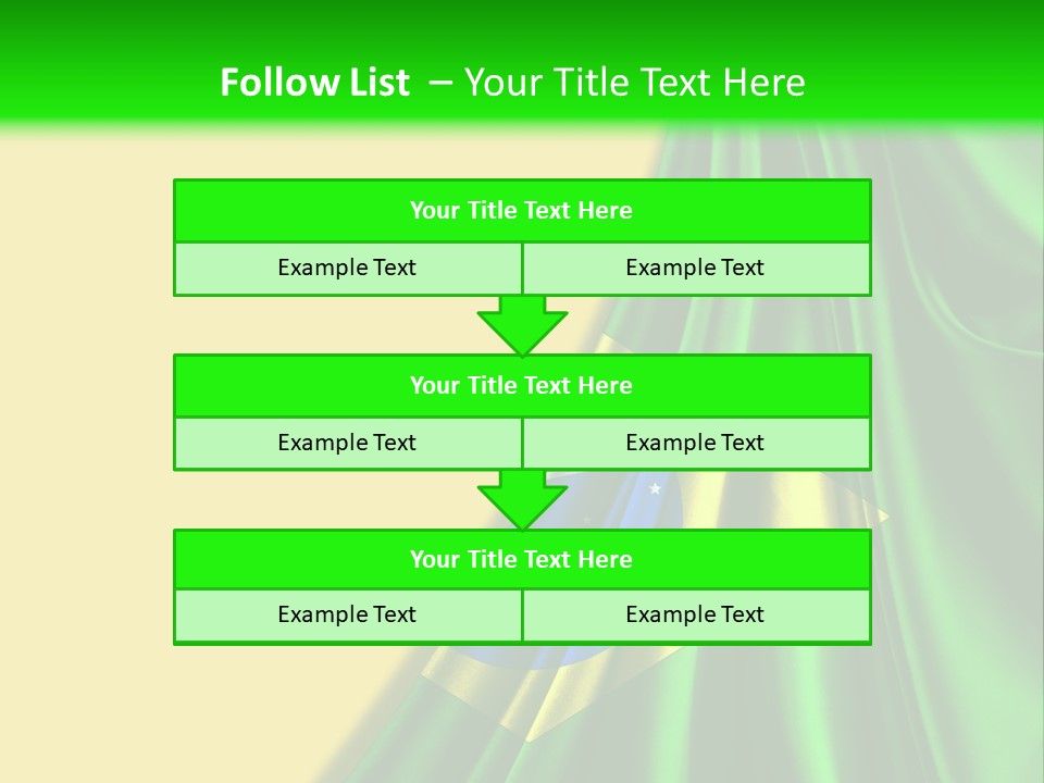 A Green And Yellow Background With The Flag Of Brazil PowerPoint Template