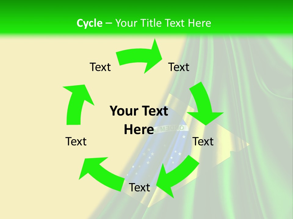 A Green And Yellow Background With The Flag Of Brazil PowerPoint Template