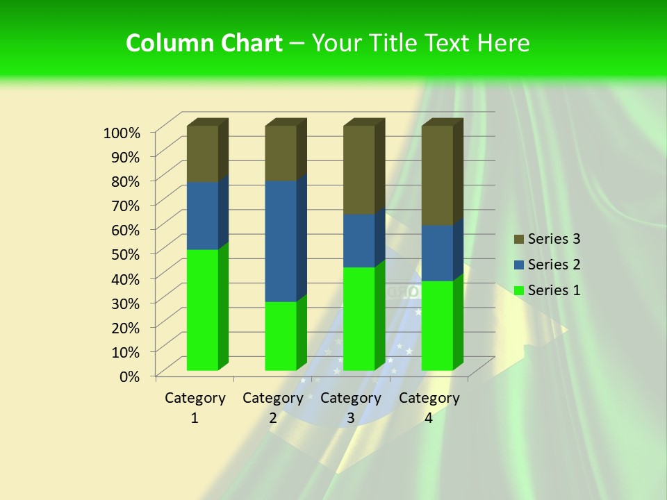 A Green And Yellow Background With The Flag Of Brazil PowerPoint Template