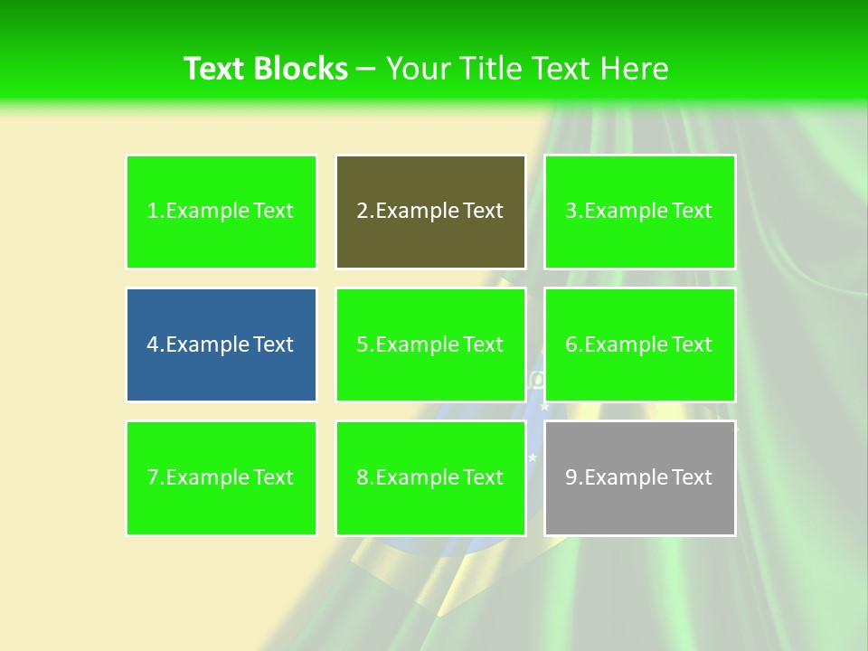 A Green And Yellow Background With The Flag Of Brazil PowerPoint Template