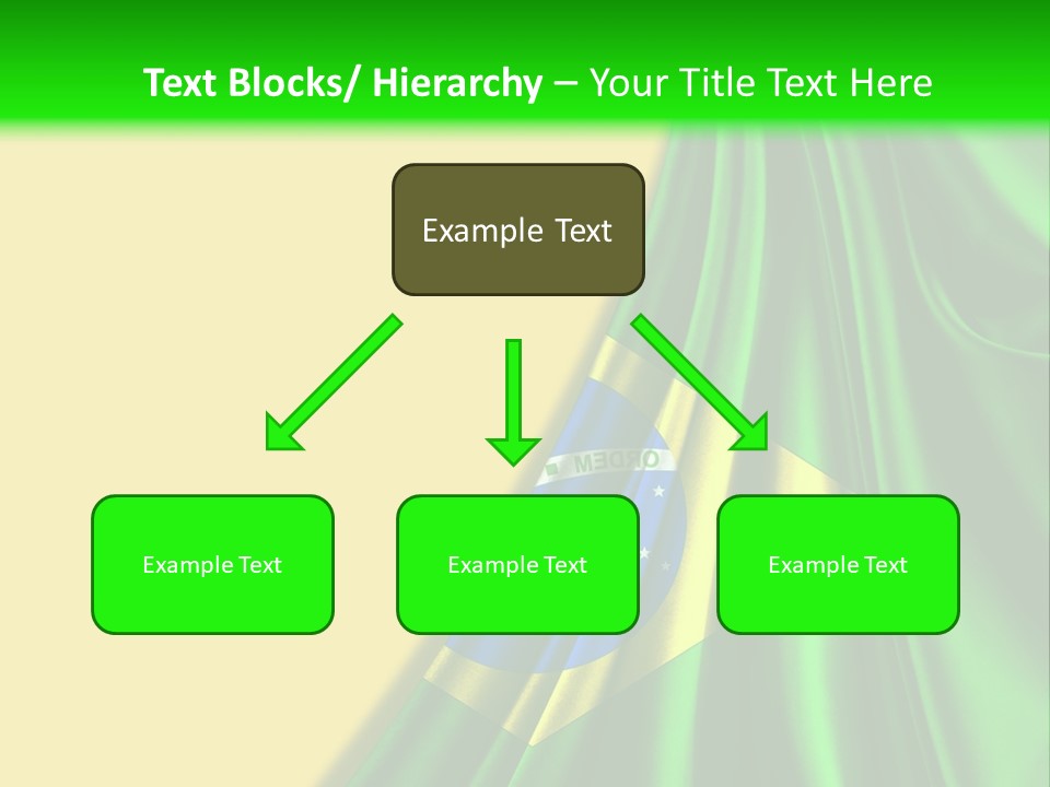 A Green And Yellow Background With The Flag Of Brazil PowerPoint Template