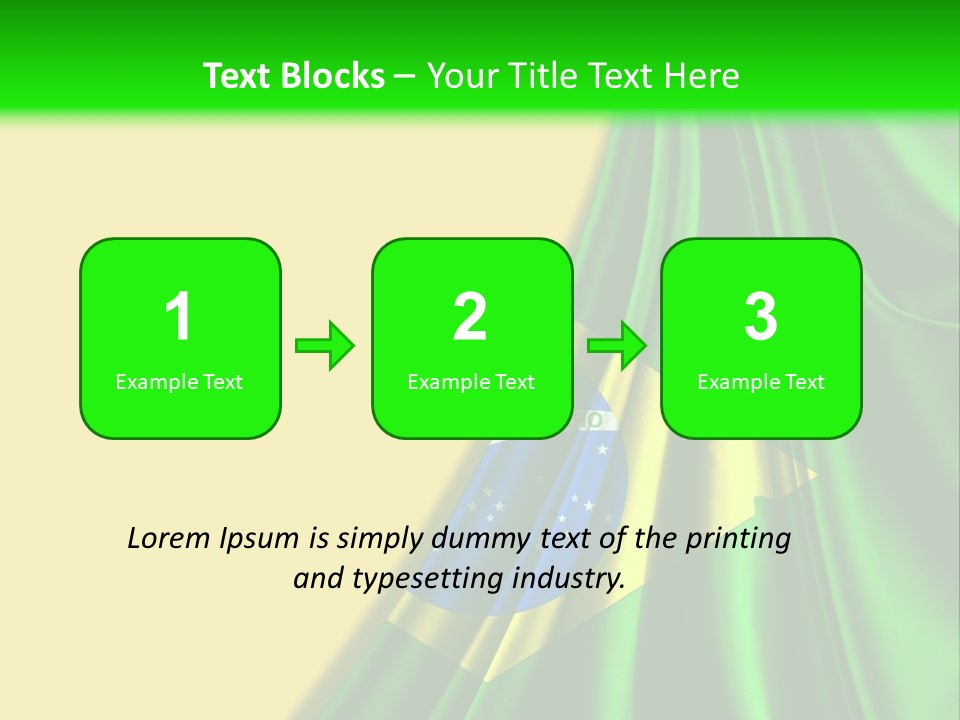 A Green And Yellow Background With The Flag Of Brazil PowerPoint Template