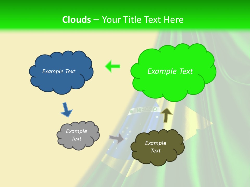 A Green And Yellow Background With The Flag Of Brazil PowerPoint Template