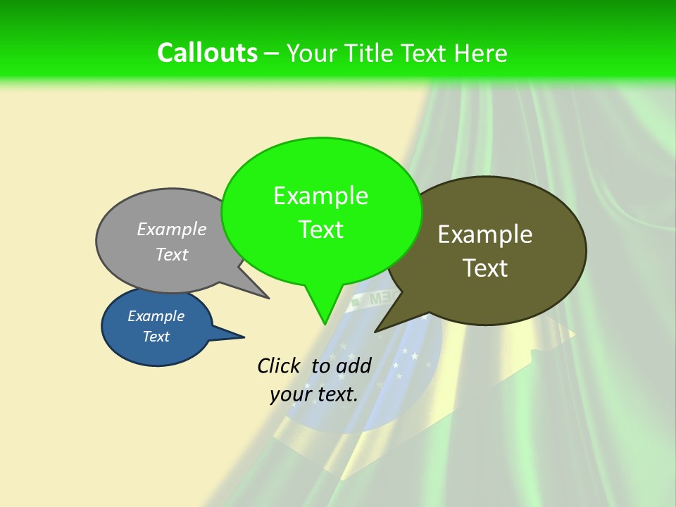 A Green And Yellow Background With The Flag Of Brazil PowerPoint Template