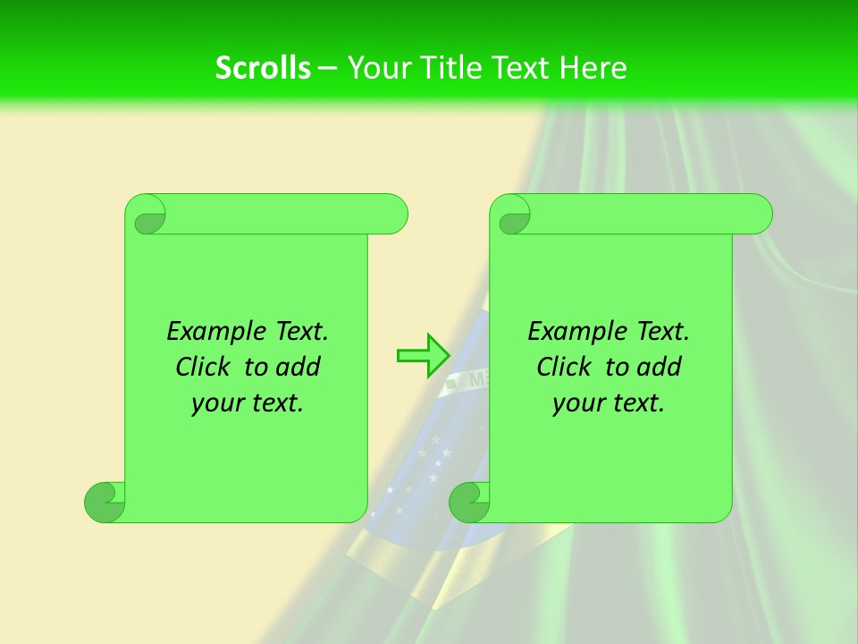 A Green And Yellow Background With The Flag Of Brazil PowerPoint Template