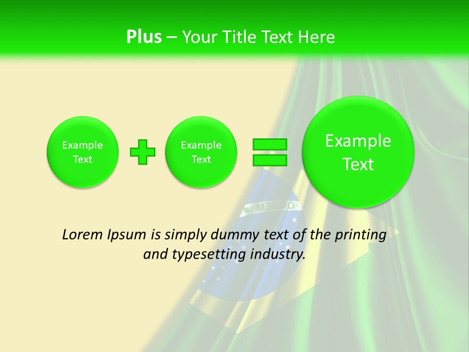 A Green And Yellow Background With The Flag Of Brazil PowerPoint Template