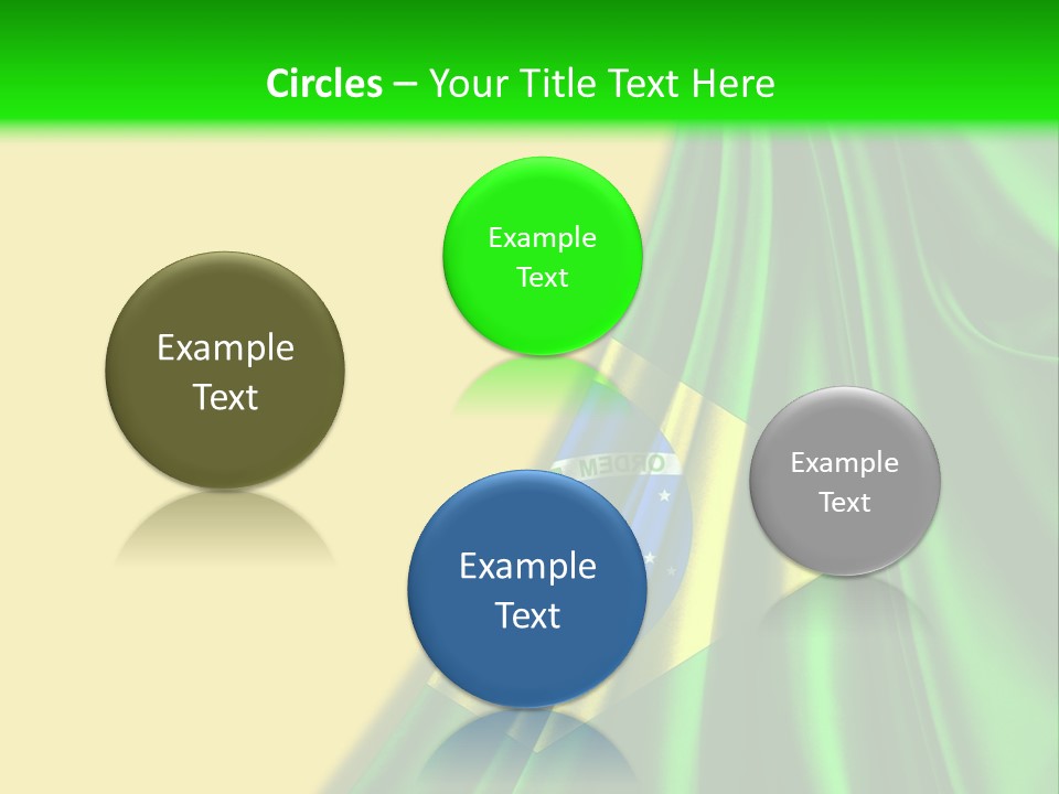 A Green And Yellow Background With The Flag Of Brazil PowerPoint Template