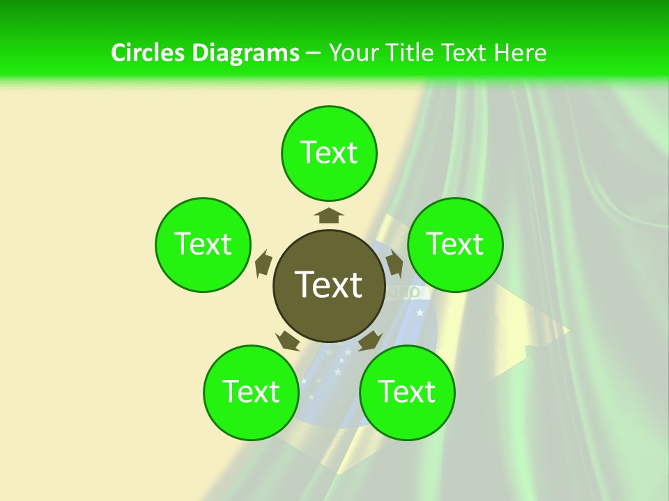A Green And Yellow Background With The Flag Of Brazil PowerPoint Template