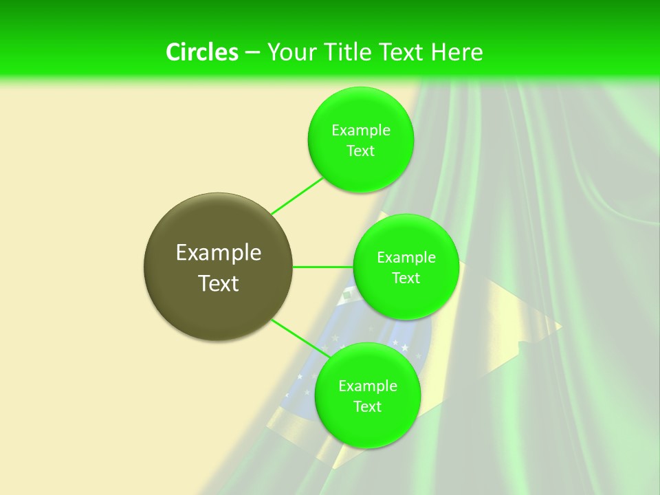 A Green And Yellow Background With The Flag Of Brazil PowerPoint Template