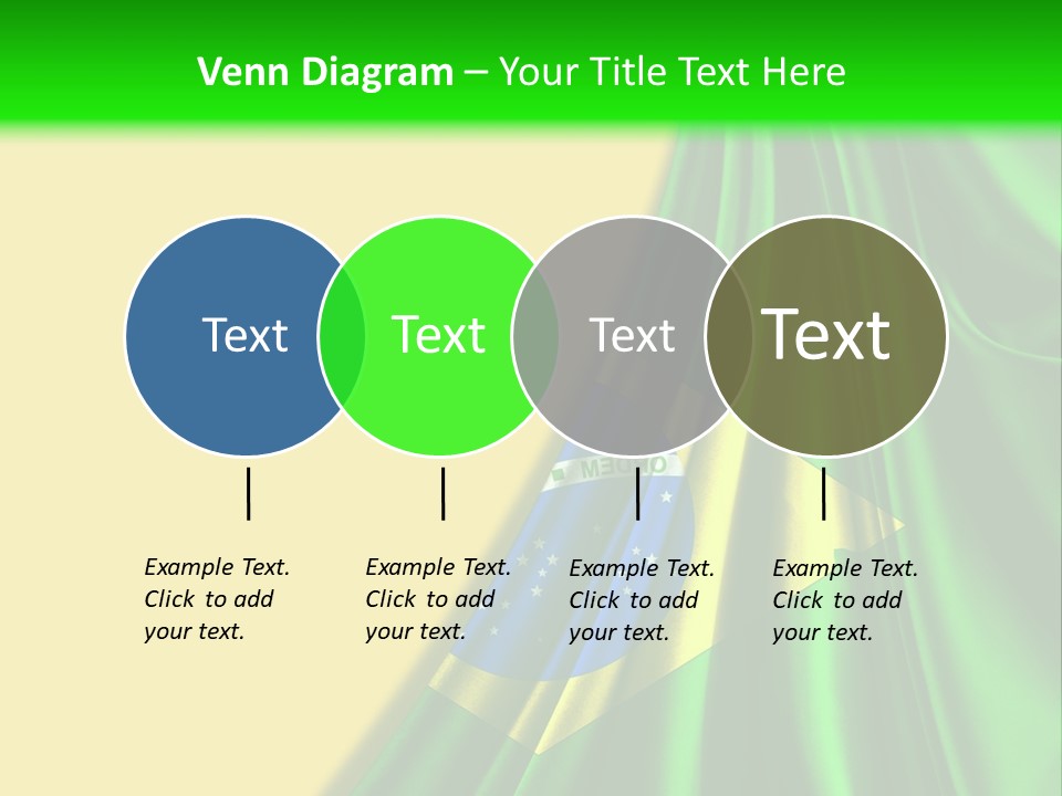A Green And Yellow Background With The Flag Of Brazil PowerPoint Template