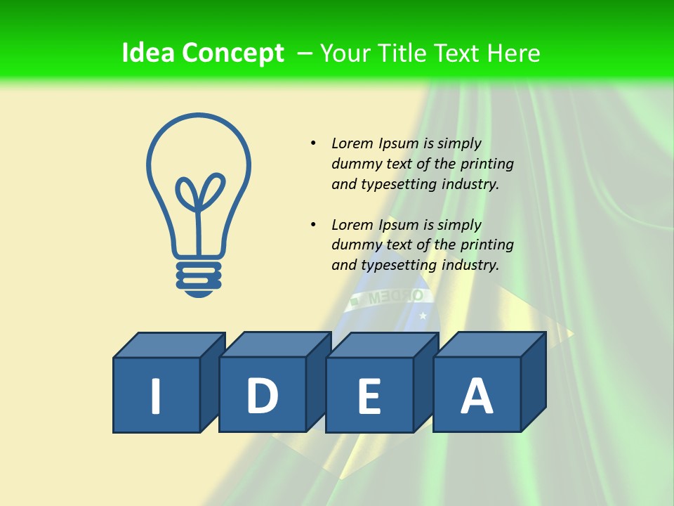 A Green And Yellow Background With The Flag Of Brazil PowerPoint Template