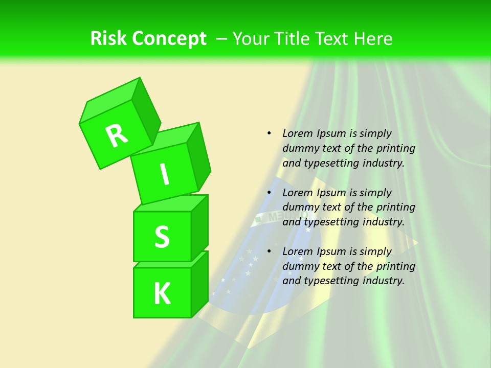 A Green And Yellow Background With The Flag Of Brazil PowerPoint Template