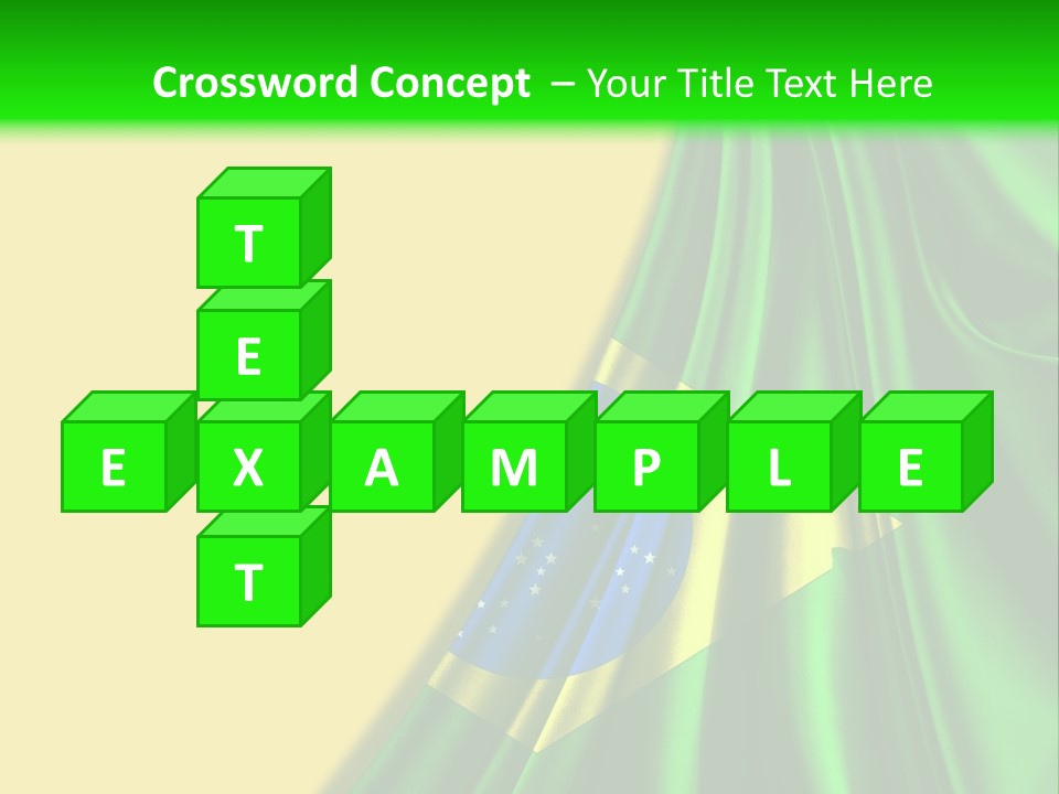 A Green And Yellow Background With The Flag Of Brazil PowerPoint Template