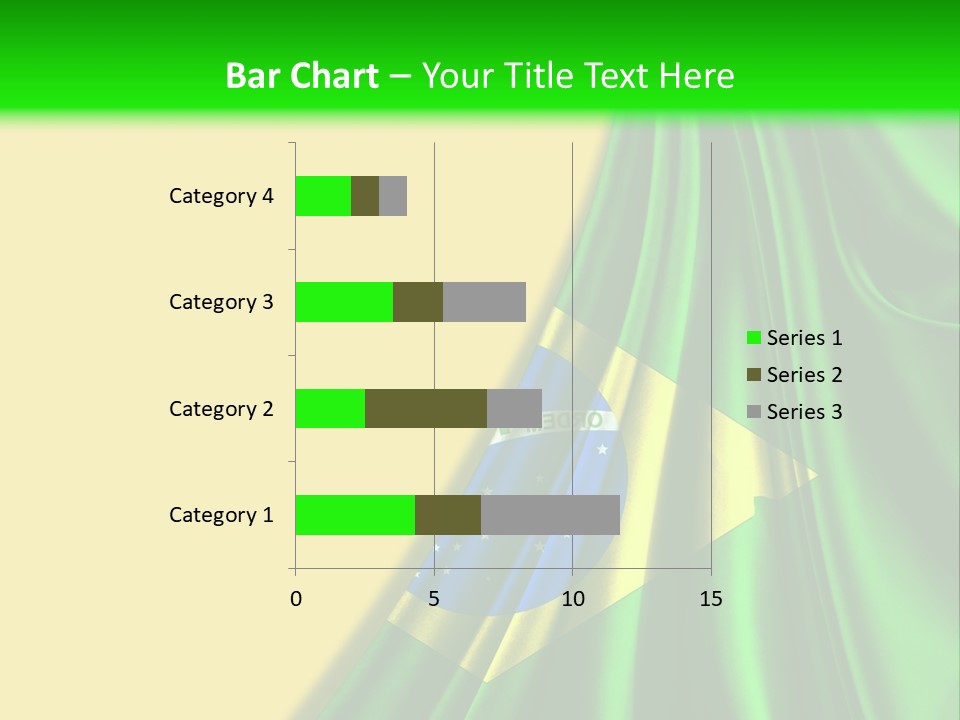 A Green And Yellow Background With The Flag Of Brazil PowerPoint Template