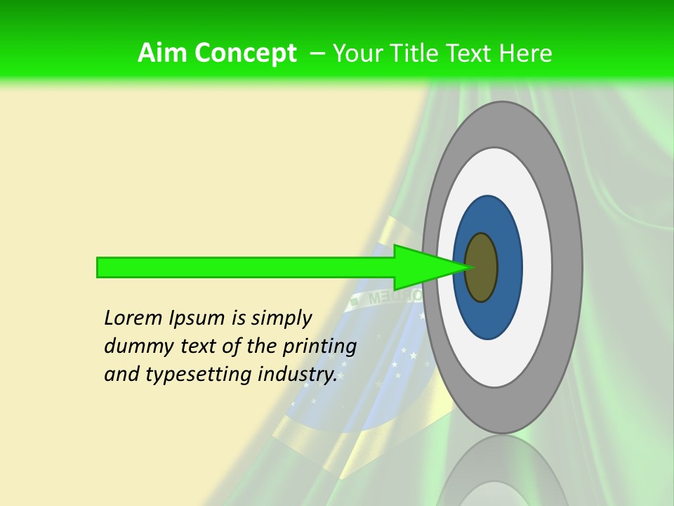 A Green And Yellow Background With The Flag Of Brazil PowerPoint Template